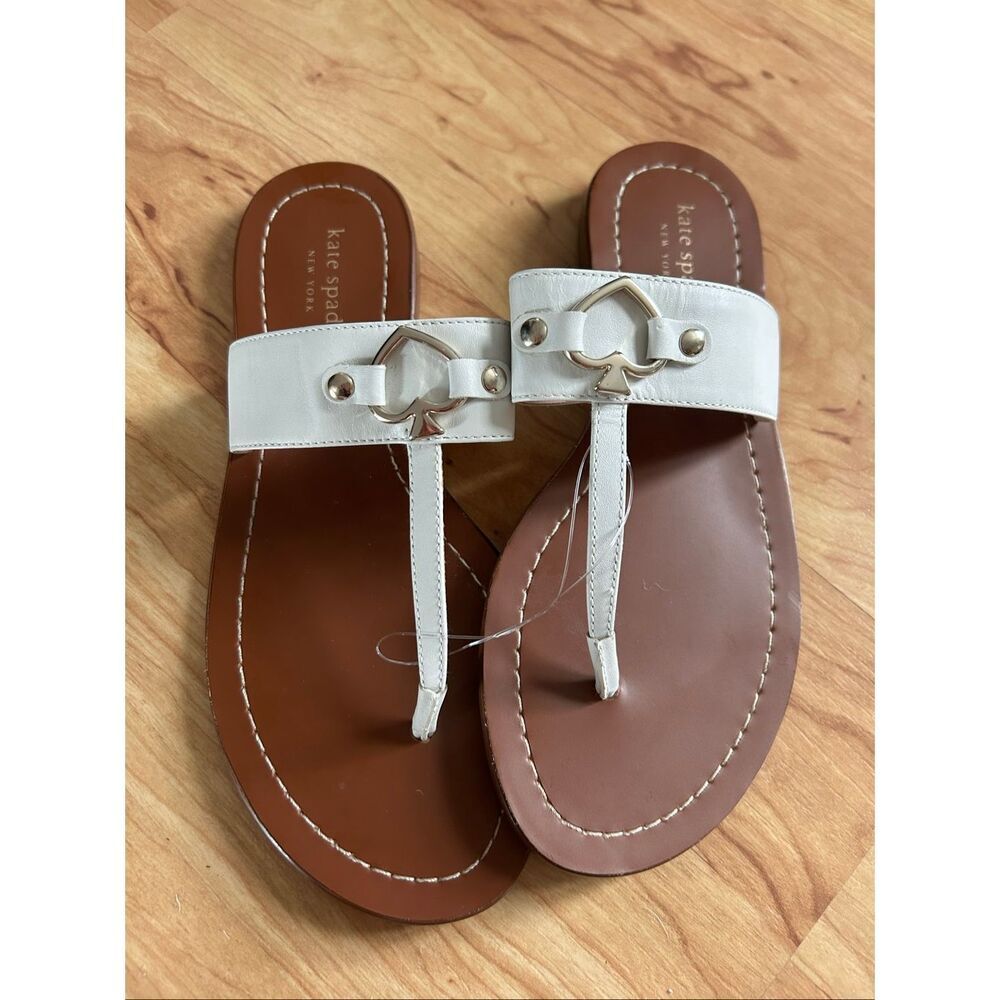Kate spade white and silver heart thong slippers women’s chase size 7M